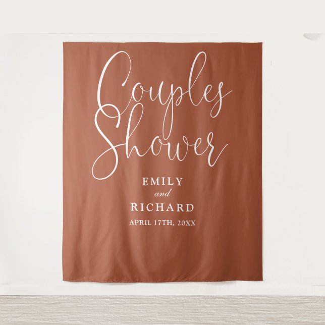 Terracotta Couples Wedding Shower Photo Backdrop (Front)
