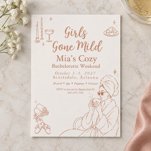 Terracotta Cozy Spa Girls Gone Mild Bachelorette Invitation