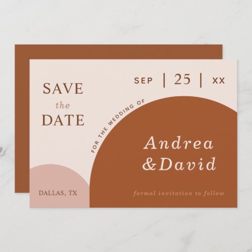 Terracotta  Cream Abstract Boho Geometric Arches Save The Date