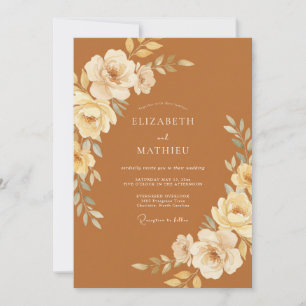 Terracotta Cream Blossom Wedding Invitation