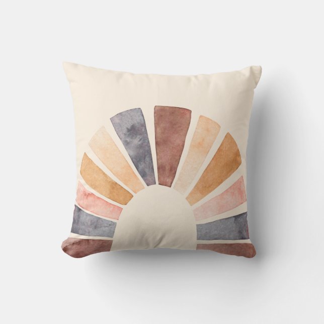 Terracotta Cream Boho Rainbow  Throw Pillow (Front)