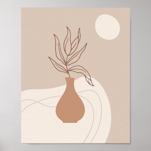Terracotta Cream Botanical Abstract Poster