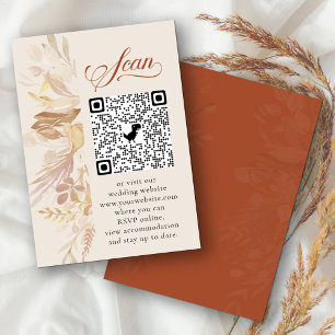 Terracotta Cream Botanical Online RSVP QR Code Enclosure Card