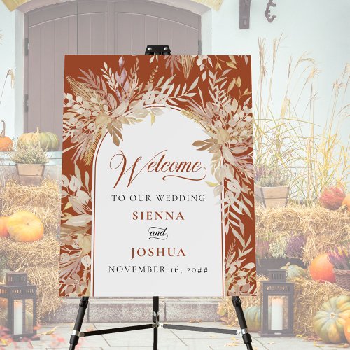 Terracotta Cream Botanical Wedding Welcome Easel Foam Board