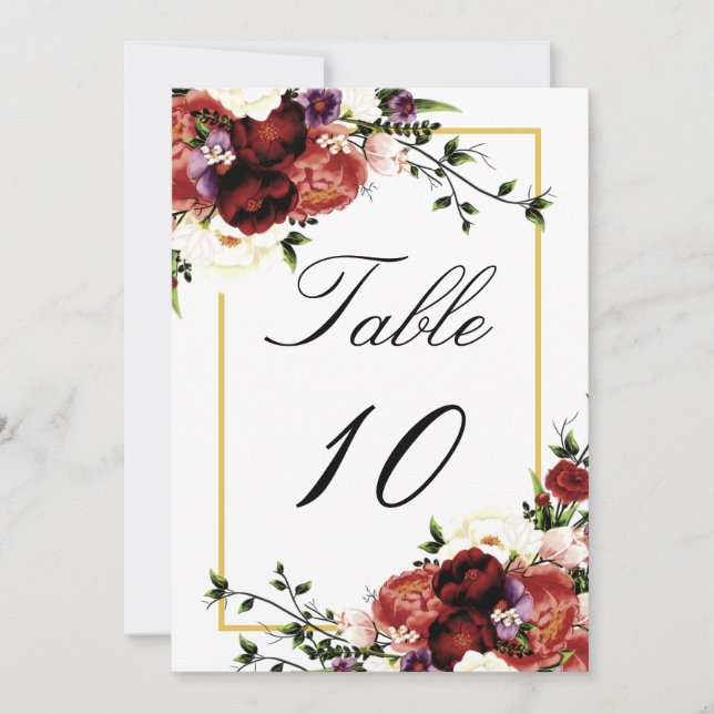  Terracotta Cream Burgundy Wedding table number (Front)