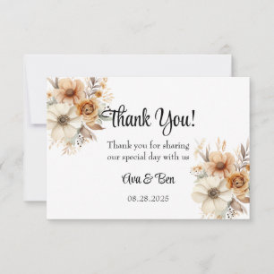 Terracotta Cream Florals Wedding Thank You Card