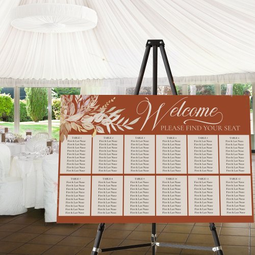Terracotta Cream Foliage Wedding Seating Chart Foam Board