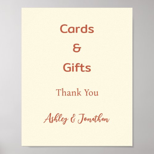 Terracotta Cream Ivory Cards and Gifts Sign