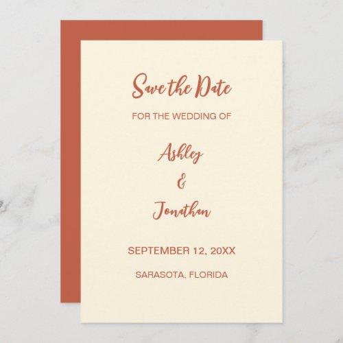 Terracotta Cream Ivory Save the Date