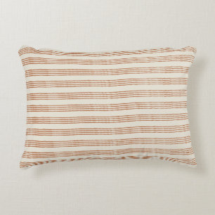 Terracotta Cream Modern Minimalist Stripe Boho  Accent Pillow
