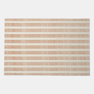 Terracotta Cream Modern Minimalist Stripe Boho  Doormat