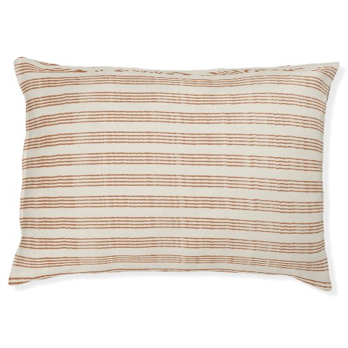 Terracotta Cream Modern Minimalist Stripe Boho  Pet Bed