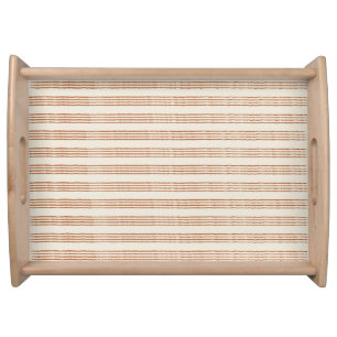 Terracotta Cream Modern Minimalist Stripe Boho  Serving Tray