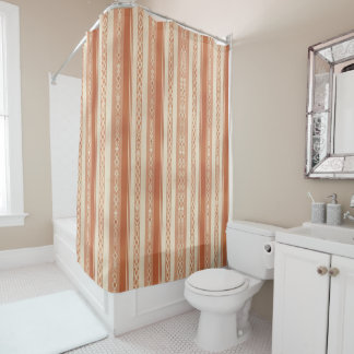 Terracotta Cream Modern Minimalist Stripe Boho Shower Curtain