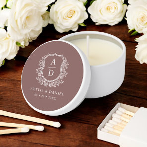 Terracotta Crest Modern Monogram Wedding  Mini Candle Favors