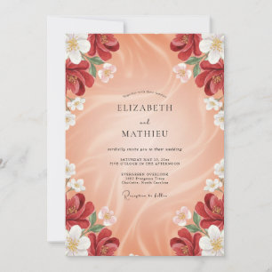 Terracotta Crimson Blossom Wedding Invitation