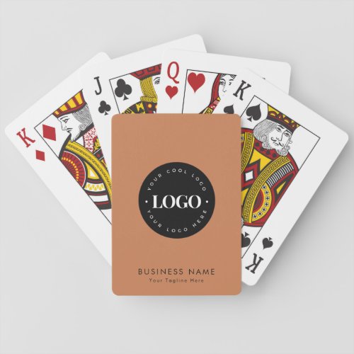 Terracotta Custom Business Company Logo  Text Poker Cards