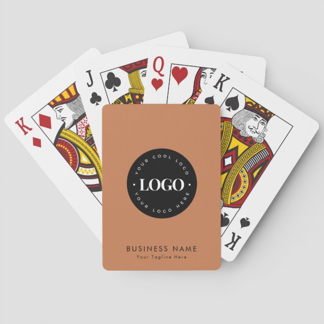 Terracotta Custom Business Company Logo & Text Poker Cards (Back)