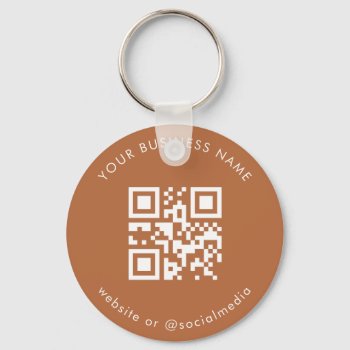 Terracotta Custom Business Qr Code Scan Keychain by ReplaceWithYourLogo at Zazzle