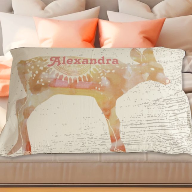 Terracotta Custom Girl Room Fawn Deer Woodgrain  Pillow Case (Creator Uploaded)