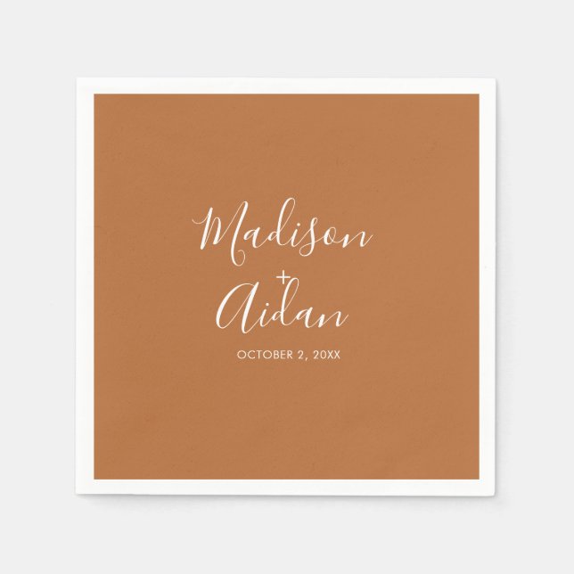 Terracotta Custom Wedding Cocktail Napkins (Front)