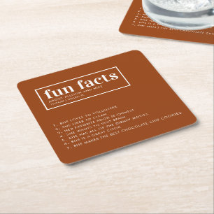 Terracotta Custom Wedding Fun Facts Square Paper Coaster