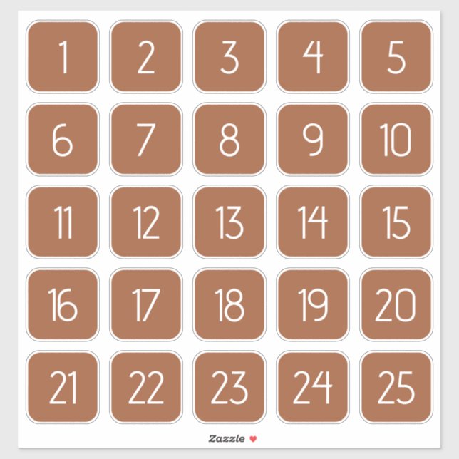 Terracotta Customizable Square Number Stickers  (Sheet)
