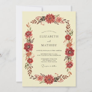 Terracotta Dahlia Cream Wedding Invitation
