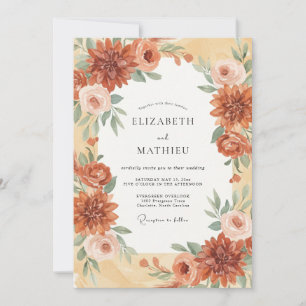 Terracotta Dahlia Wedding Invitation