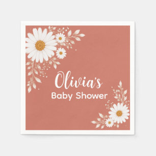 Terracotta Daisy Baby Shower Paper Napkins