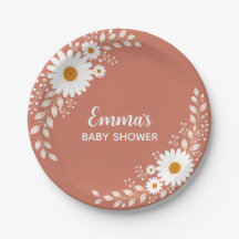 Terracotta Daisy Baby Shower Paper
