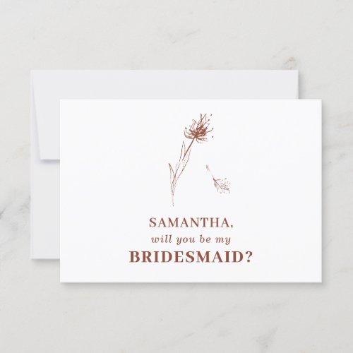 Terracotta Dandelion Will you be my bridesmaid Invitation