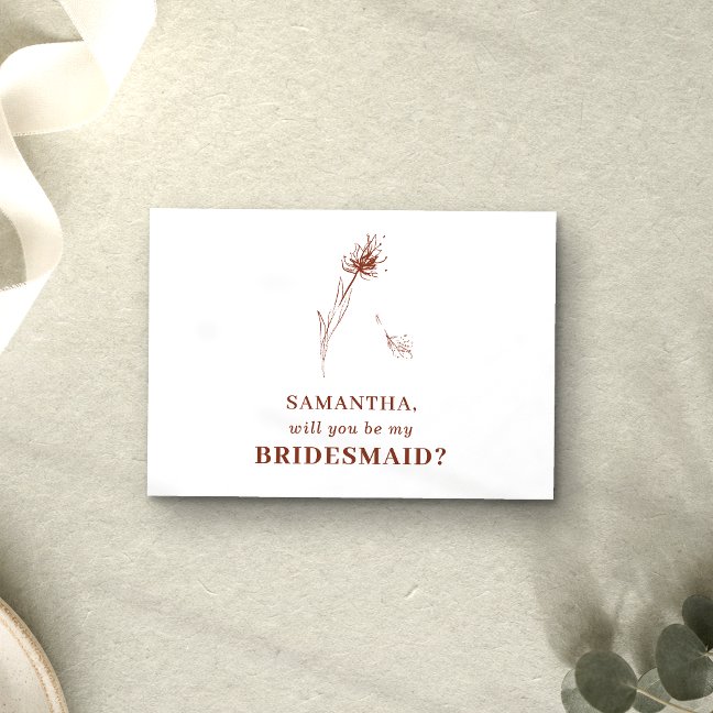 Terracotta Dandelion Will you be my bridesmaid Invitation