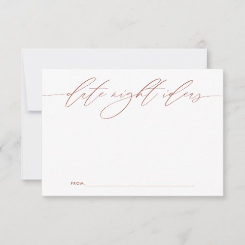 Terracotta Date Night Ideas Newlywed Keepsake Card