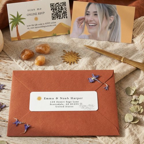 Terracotta Desert Boho Viral classic wedding Label