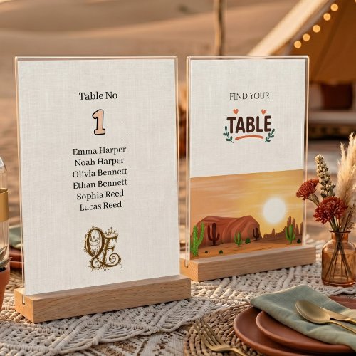 Terracotta Desert Boho Viral Stylo classic wedding Table Number