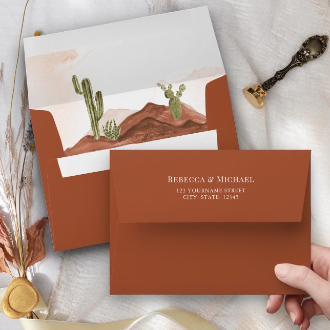 Terracotta Desert Cactus Wedding  Envelope (Creator Uploaded)