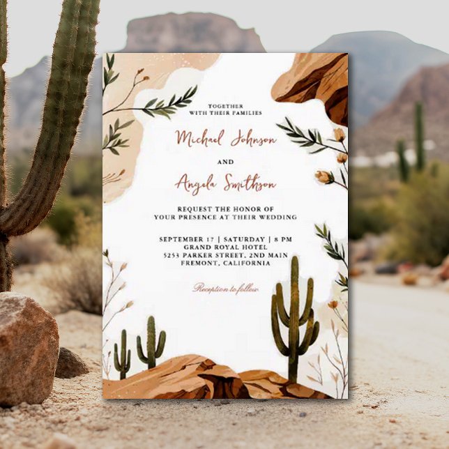 Terracotta Desert Floral Elegant Bohemian Wedding Invitation (Creator Uploaded)