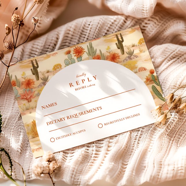 Terracotta Desert Romance Wedding RSVP Card (Creator Uploaded)