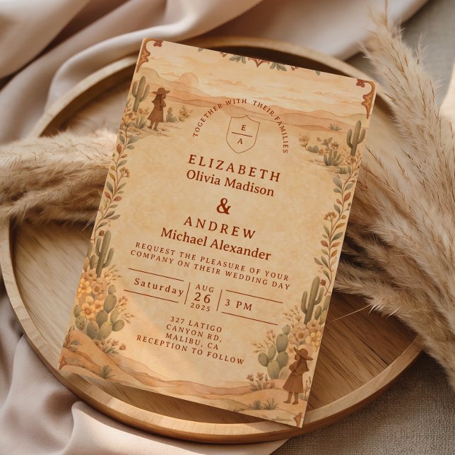 Terracotta Desert Western Wedding Invitation (Creator Uploaded)