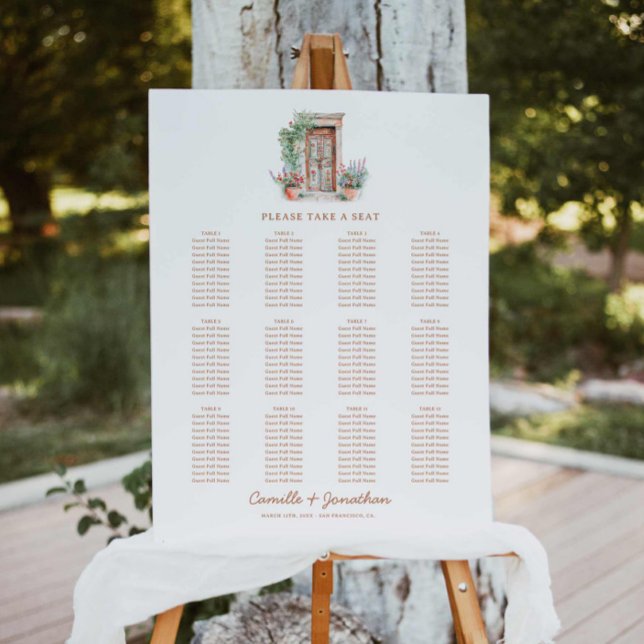 Terracotta Destination Wedding Seating Chart Foam Board (Rustic Destination Wedding Seating Chart)