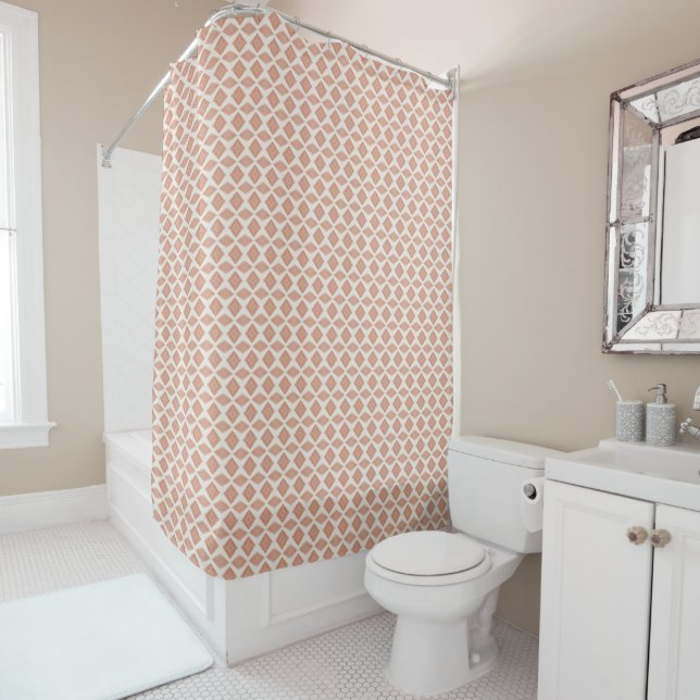 Terracotta Diamonds Shower Curtain (In Situ)