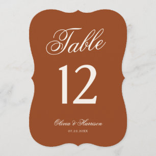 Terracotta Die Cut Wedding Table Number