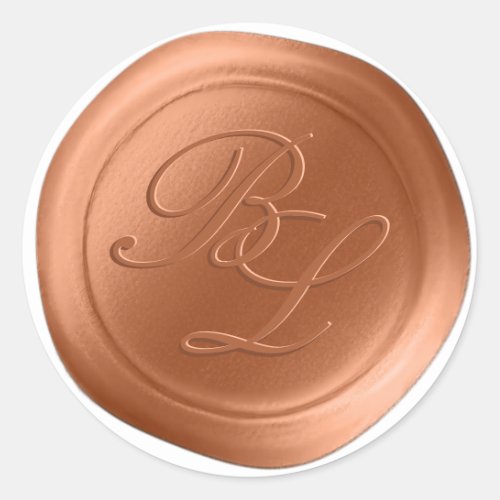 Terracotta Double Monogram Faux Wax Seal Stickers