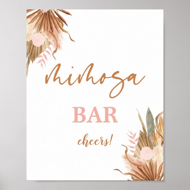 Terracotta dried palms Mimosa Bar sign (Front)