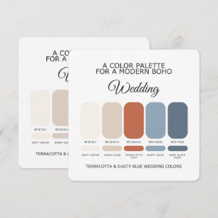Terracotta Dusty Blue Wedding Color Palette Card