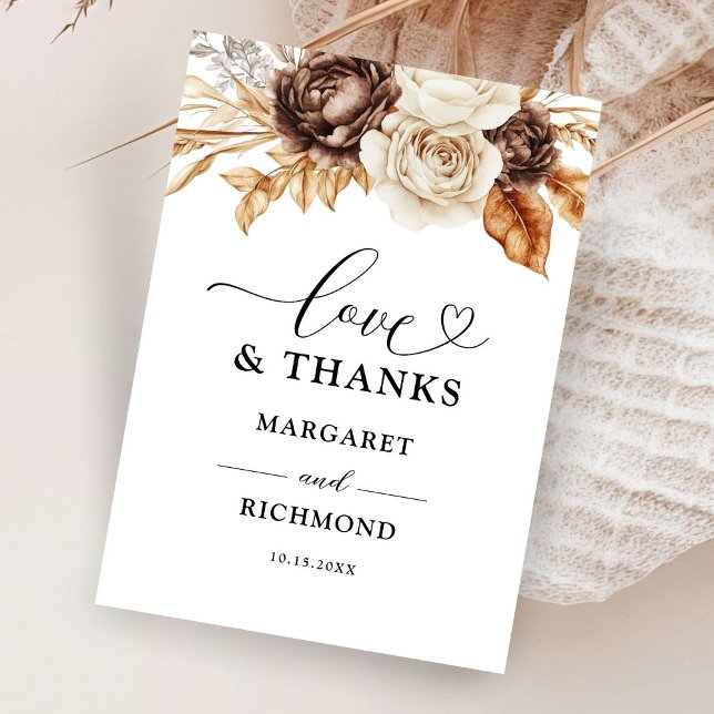 Terracotta Dusty Brown Floral Wedding Thank You (Creator Uploaded)