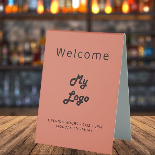 Terracotta dusty earth logo business open closed table tent sign