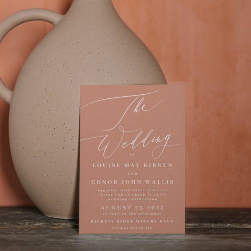 Terracotta Dusty Orange Elegant Boho All in One Invitation