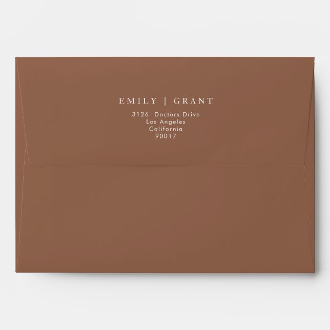 Terracotta Dusty Orange Elegant Boho White Wedding Envelope (Back (Top Flap))